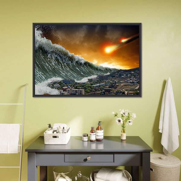 Giant Tsunami Waves Canvas Wall Art-1 Piece-Floating Frame-24" x 16"-Tiaracle