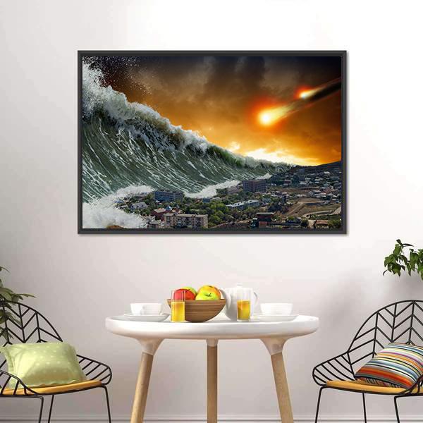 Giant Tsunami Waves Canvas Wall Art-3 Horizontal-Gallery Wrap-25" x 16"-Tiaracle