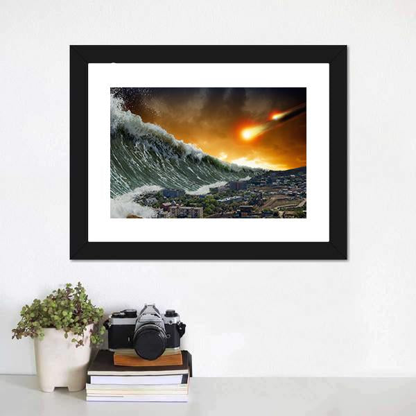 Giant Tsunami Waves Canvas Wall Art-1 Piece-Framed Print-20" x 16"-Tiaracle