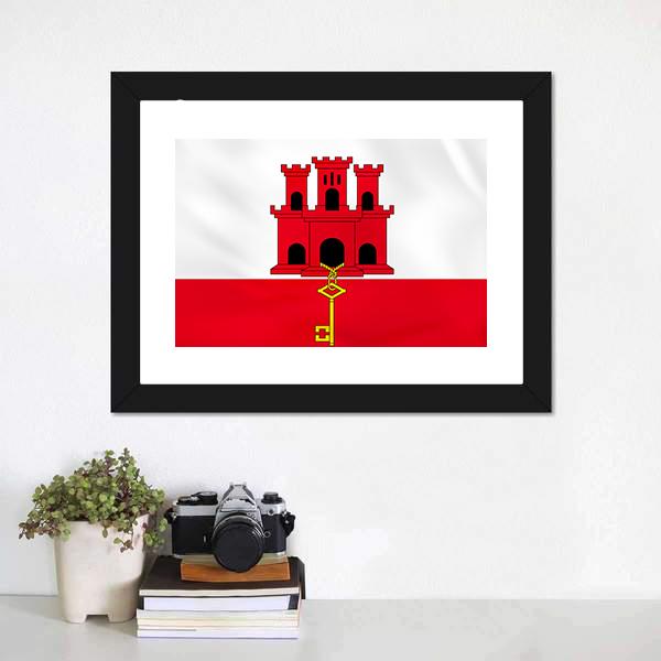 Gibraltar Flag Canvas Wall Art-1 Piece-Framed Print-20" x 16"-Tiaracle