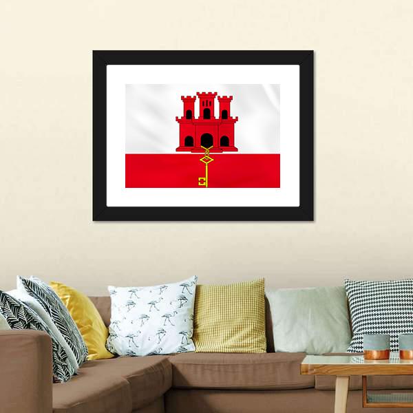 Gibraltar Flag Canvas Wall Art-3 Horizontal-Gallery Wrap-25" x 16"-Tiaracle