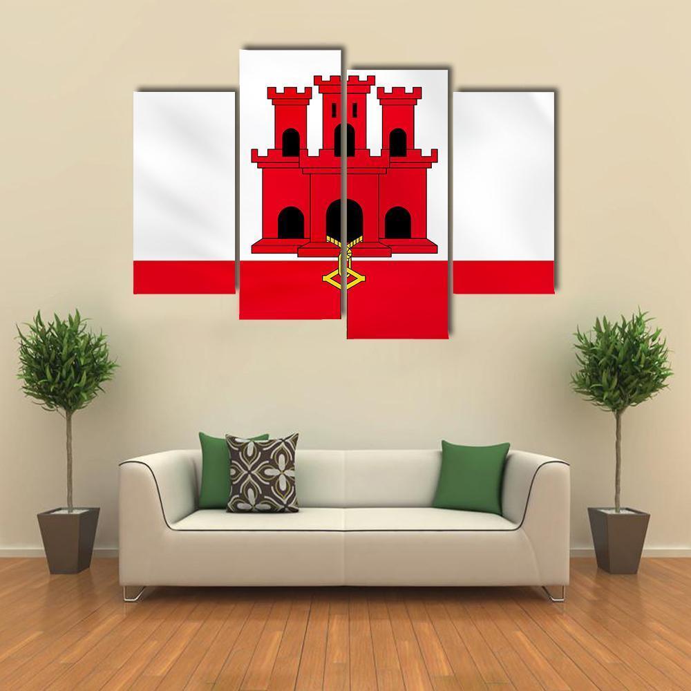 Gibraltar Flag Canvas Wall Art-4 Pop-Gallery Wrap-50" x 32"-Tiaracle