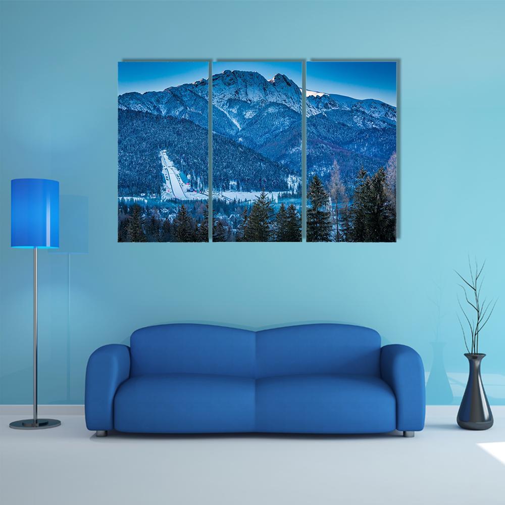 Giewont Peak In Winter Canvas Wall Art-3 Horizontal-Gallery Wrap-37" x 24"-Tiaracle