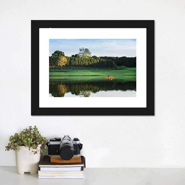Girls Kayaking On Lake Canvas Wall Art-3 Horizontal-Gallery Wrap-25" x 16"-Tiaracle