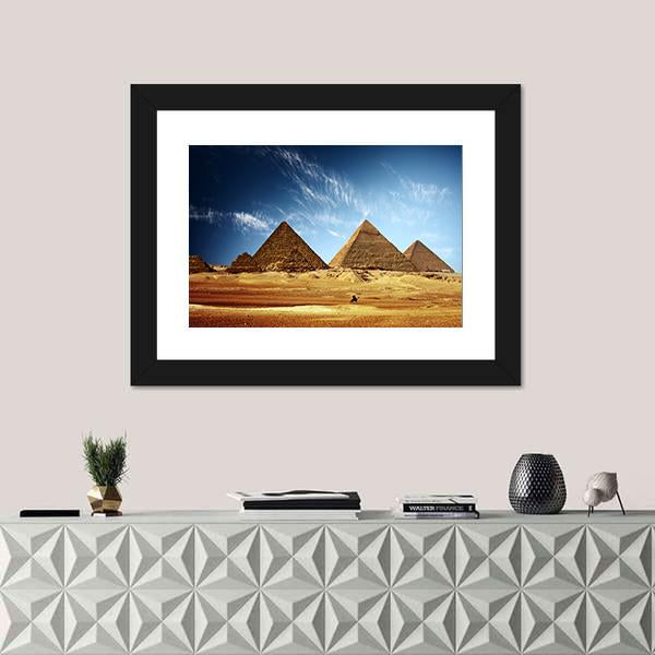 Giza Valley With Great Pyramids Canvas Wall Art-3 Horizontal-Gallery Wrap-25" x 16"-Tiaracle