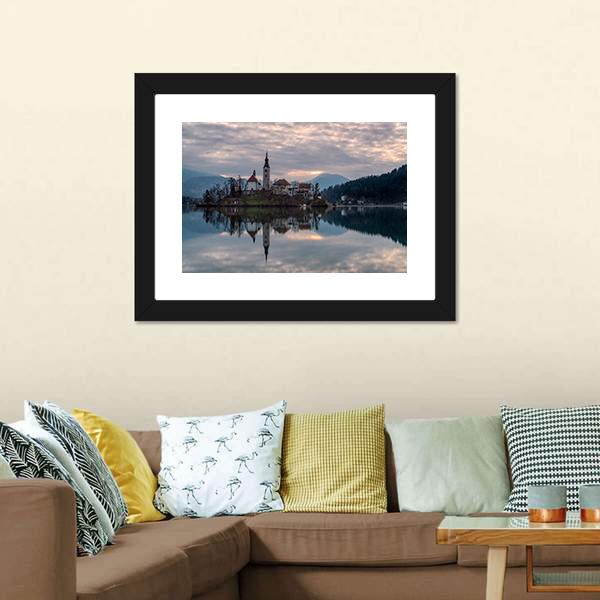 Glacial Lake Bled Canvas Wall Art-5 Horizontal-Gallery Wrap-22" x 12"-Tiaracle