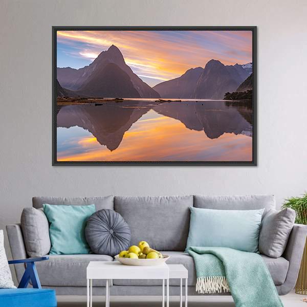 Glacier At Milford Sound Canvas Wall Art-5 Horizontal-Gallery Wrap-22" x 12"-Tiaracle