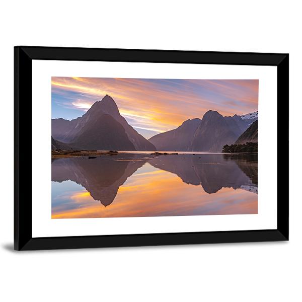 Glacier At Milford Sound Canvas Wall Art-5 Horizontal-Gallery Wrap-22" x 12"-Tiaracle