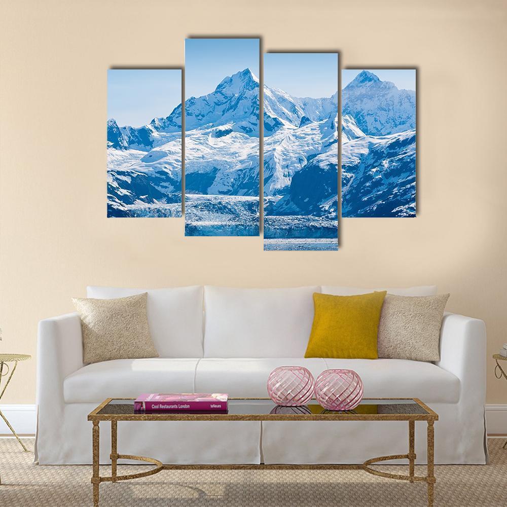 Glacier & Snow Capped Mountains Canvas Wall Art-4 Pop-Gallery Wrap-50" x 32"-Tiaracle
