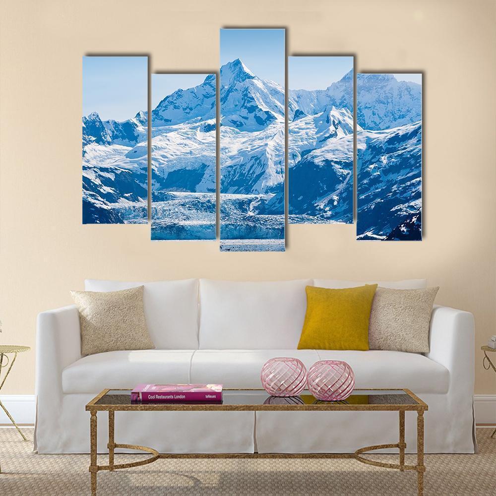 Glacier & Snow Capped Mountains Canvas Wall Art-5 Pop-Gallery Wrap-47" x 32"-Tiaracle