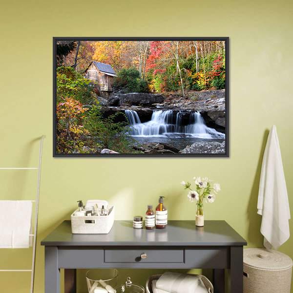 Glade Creek Grist Mil Canvas Wall Art-1 Piece-Floating Frame-24" x 16"-Tiaracle