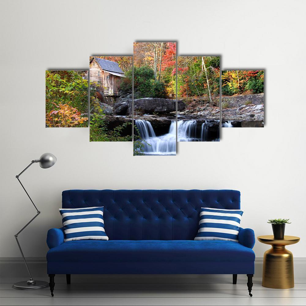 Glade Creek Grist Mil Canvas Wall Art-5 Star-Gallery Wrap-62" x 32"-Tiaracle