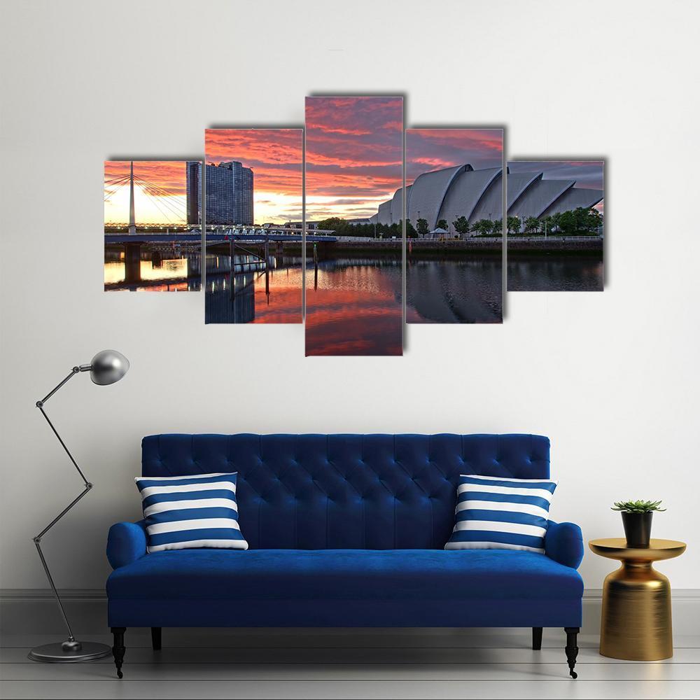 Glasgow Harbor District Canvas Wall Art-5 Star-Gallery Wrap-62" x 32"-Tiaracle