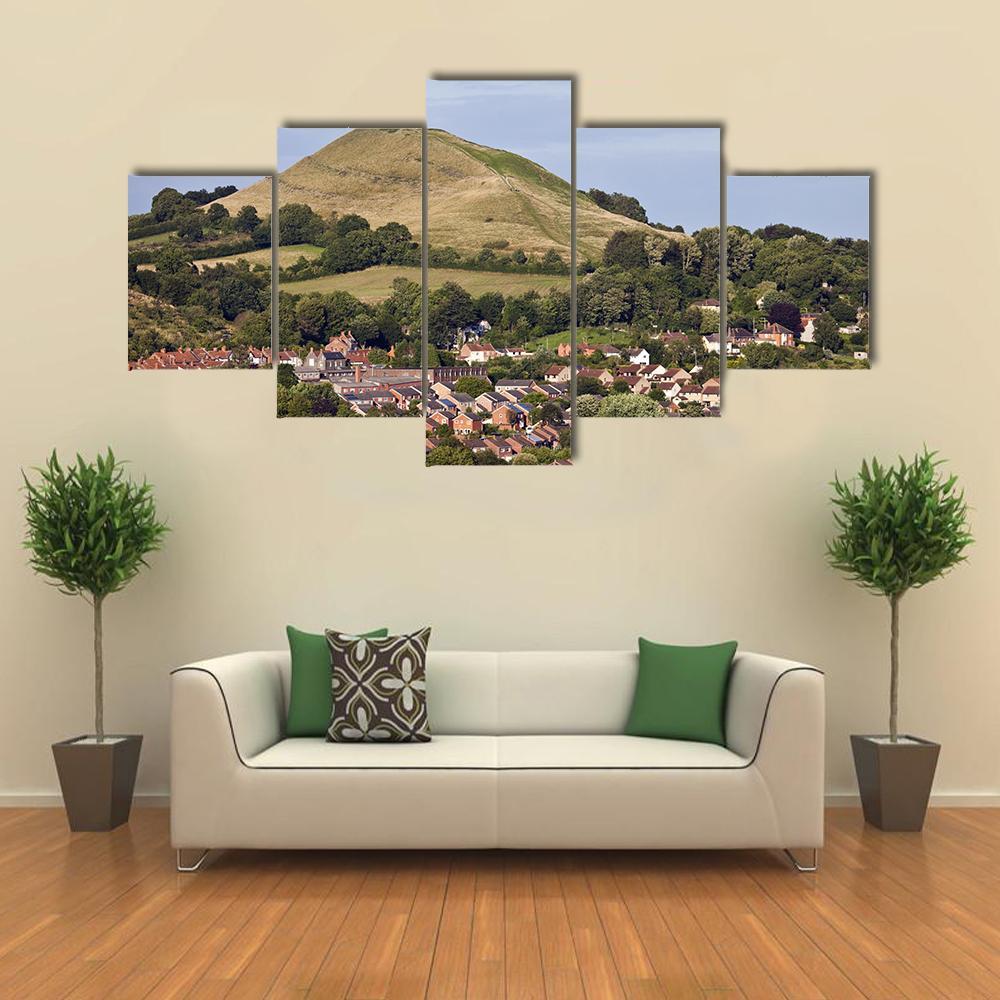 Glastonbury Tor England Canvas Wall Art-5 Star-Gallery Wrap-62" x 32"-Tiaracle