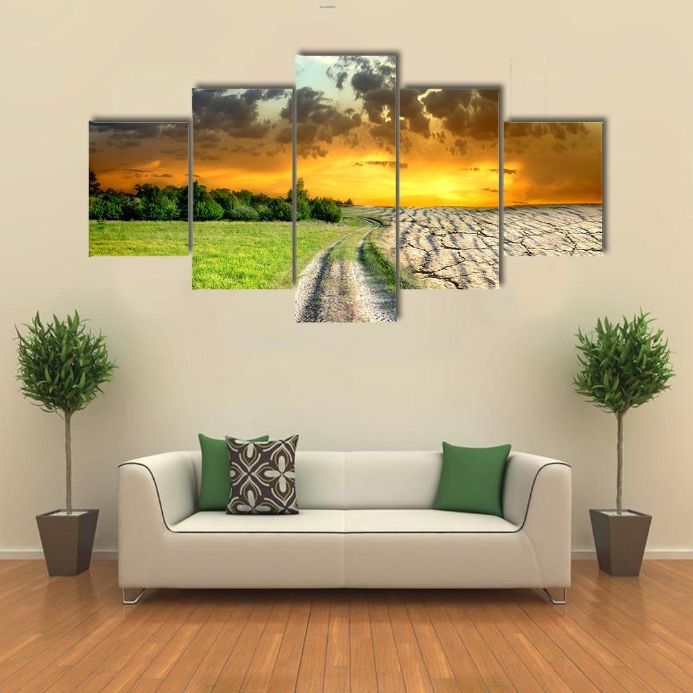Global Warming Effect Canvas Wall Art-5 Star-Gallery Wrap-62" x 32"-Tiaracle