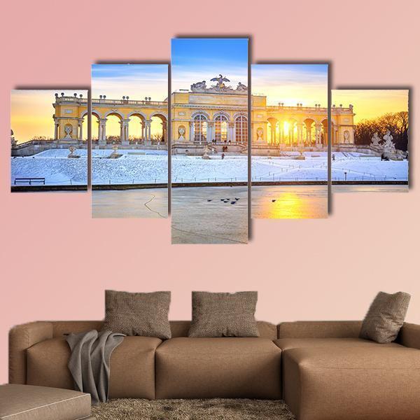 Gloriette At Winter Canvas Wall Art-5 Star-Gallery Wrap-62" x 32"-Tiaracle