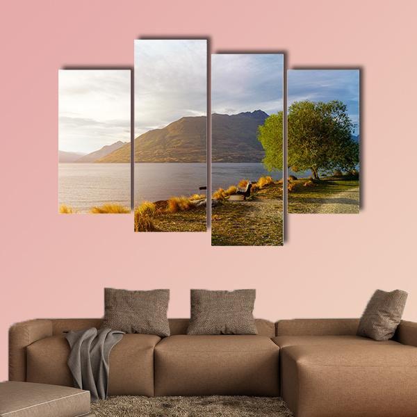 Sunset At Lake Wakatipu Canvas Wall Art-4 Pop-Gallery Wrap-50" x 32"-Tiaracle