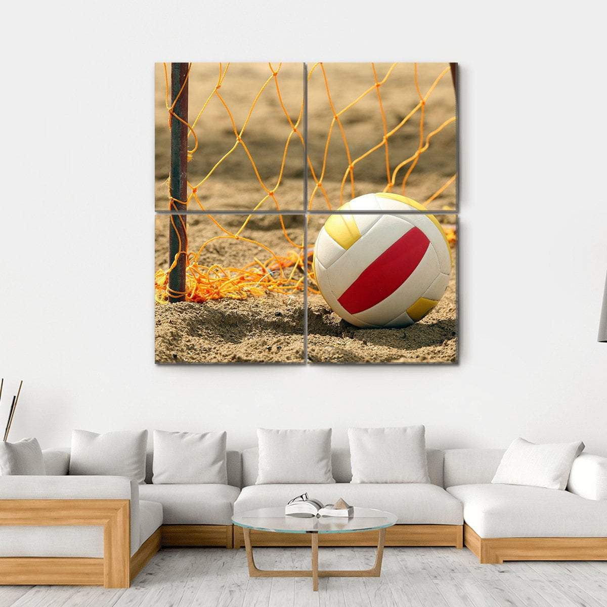 Volleyball On Beach Canvas Wall Art-4 Square-Gallery Wrap-17" x 17"-Tiaracle