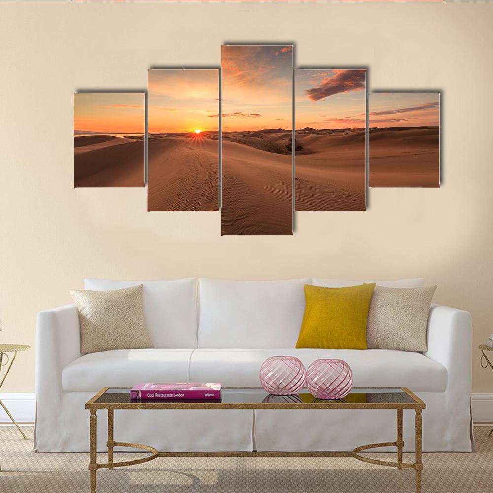 Gobi Desert Canvas Wall Art-5 Star-Gallery Wrap-62" x 32"-Tiaracle