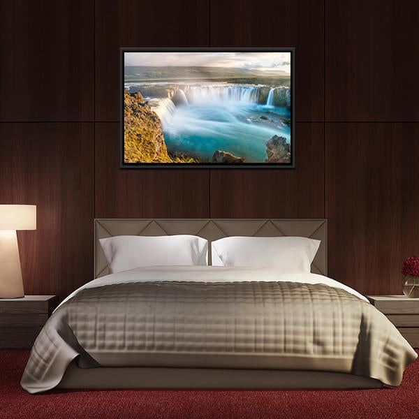 Godafoss Icelandic Waterfall Canvas Wall Art-3 Horizontal-Gallery Wrap-25" x 16"-Tiaracle