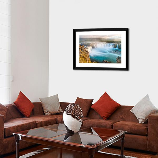 Godafoss Icelandic Waterfall Canvas Wall Art-3 Horizontal-Gallery Wrap-25" x 16"-Tiaracle