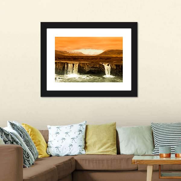 Godafoss Waterfall Canvas Wall Art-5 Horizontal-Gallery Wrap-22" x 12"-Tiaracle