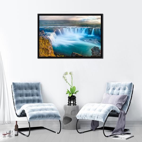 Godafoss Waterfall Iceland Canvas Wall Art-5 Horizontal-Gallery Wrap-22" x 12"-Tiaracle