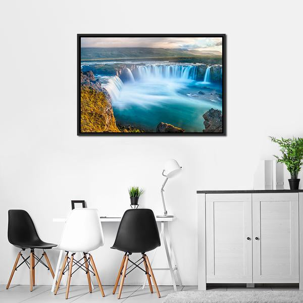 Godafoss Waterfall Iceland Canvas Wall Art-5 Horizontal-Gallery Wrap-22" x 12"-Tiaracle