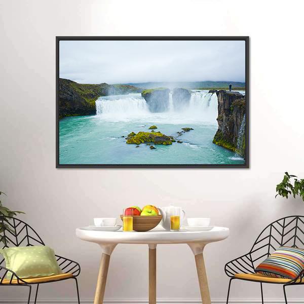 Godafoss Waterfall In Northern Iceland Canvas Wall Art-3 Horizontal-Gallery Wrap-25" x 16"-Tiaracle
