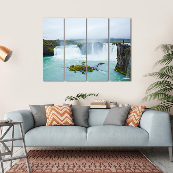 Godafoss Waterfall In Northern Iceland Canvas Wall Art-4 Horizontal-Gallery Wrap-34" x 24"-Tiaracle