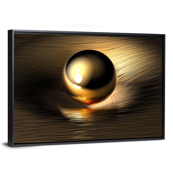 Gold Sphere Canvas Wall Art-3 Horizontal-Gallery Wrap-25" x 16"-Tiaracle