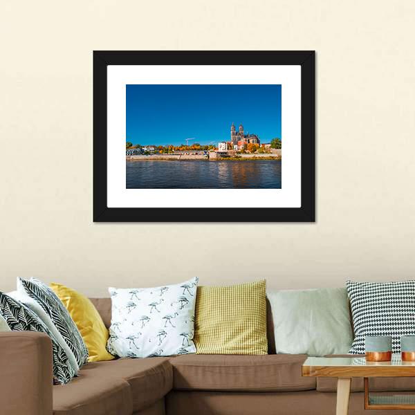 Golden Autumn In Magdeburg Canvas Wall Art-3 Horizontal-Gallery Wrap-25" x 16"-Tiaracle