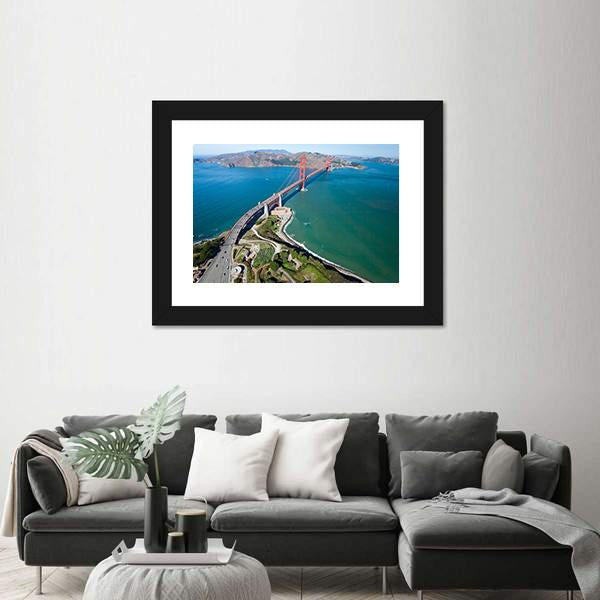Golden Gate Bridge Canvas Wall Art-1 Piece-Framed Print-20" x 16"-Tiaracle