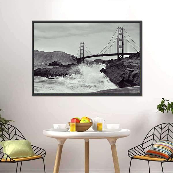 Golden Gate Bridge From Beach Canvas Wall Art-5 Horizontal-Gallery Wrap-22" x 12"-Tiaracle