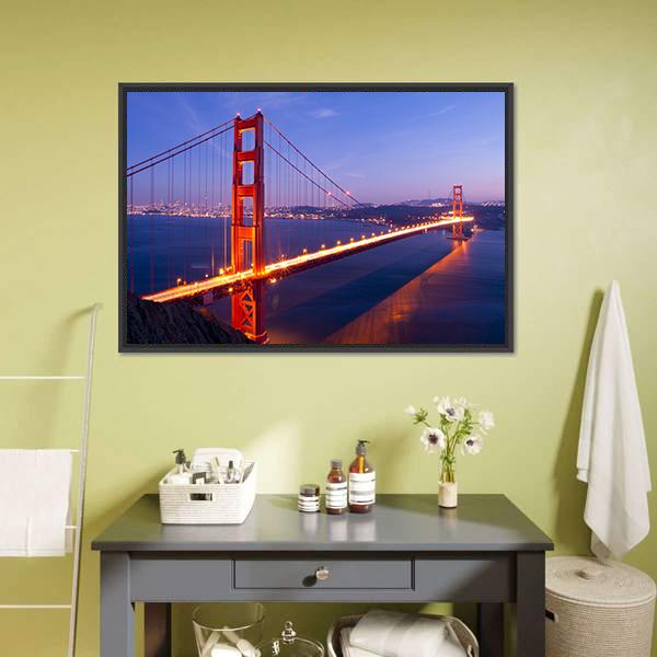 Golden Gate Bridge USA Canvas Wall Art-1 Piece-Floating Frame-24" x 16"-Tiaracle