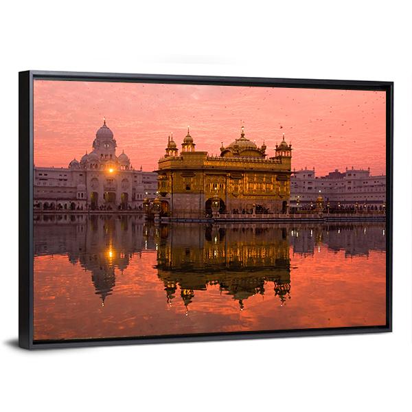 Golden Temple In Amritsar Canvas Wall Art-5 Horizontal-Gallery Wrap-22" x 12"-Tiaracle
