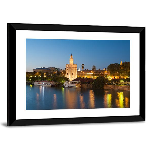 Golden Tower In Seville Canvas Wall Art-3 Horizontal-Gallery Wrap-25" x 16"-Tiaracle