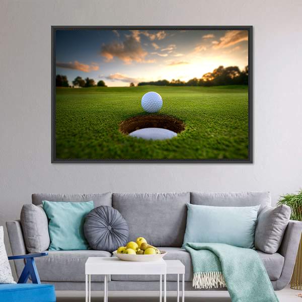Golf Ball About To Fall Canvas Wall Art-5 Horizontal-Gallery Wrap-22" x 12"-Tiaracle
