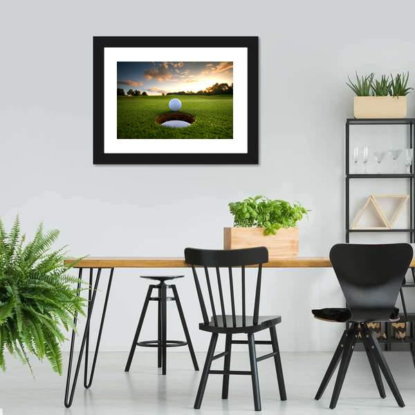 Golf Ball About To Fall Canvas Wall Art-5 Horizontal-Gallery Wrap-22" x 12"-Tiaracle
