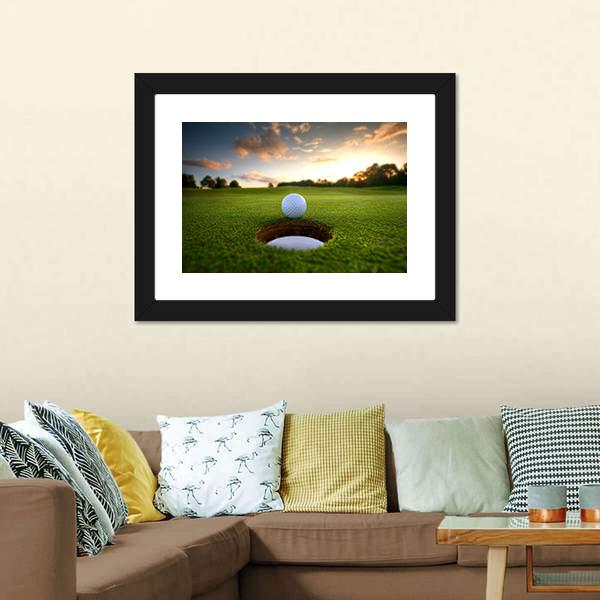 Golf Ball About To Fall Canvas Wall Art-5 Horizontal-Gallery Wrap-22" x 12"-Tiaracle