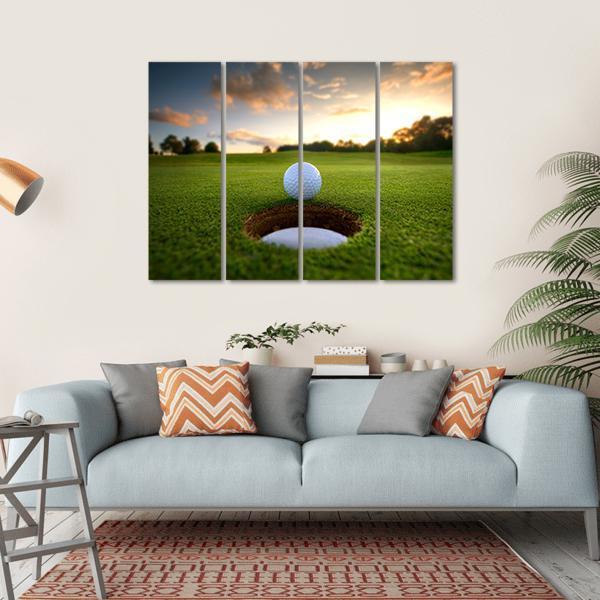 Golf Ball About To Fall Canvas Wall Art-4 Horizontal-Gallery Wrap-34" x 24"-Tiaracle