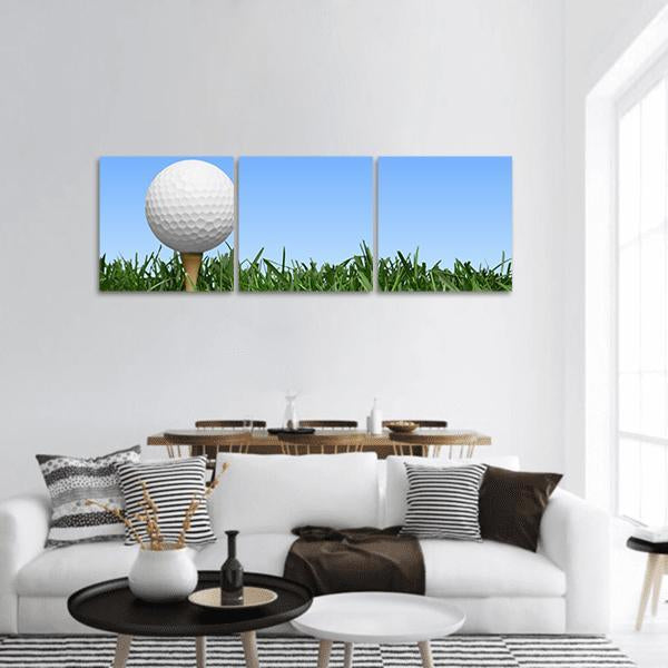 Golf Ball In Grass Panoramic Canvas Wall Art-3 Piece-25" x 08"-Tiaracle
