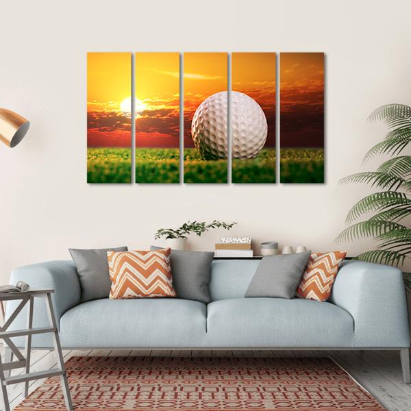 Golf Ball In Sunset Canvas Wall Art-5 Horizontal-Gallery Wrap-22" x 12"-Tiaracle