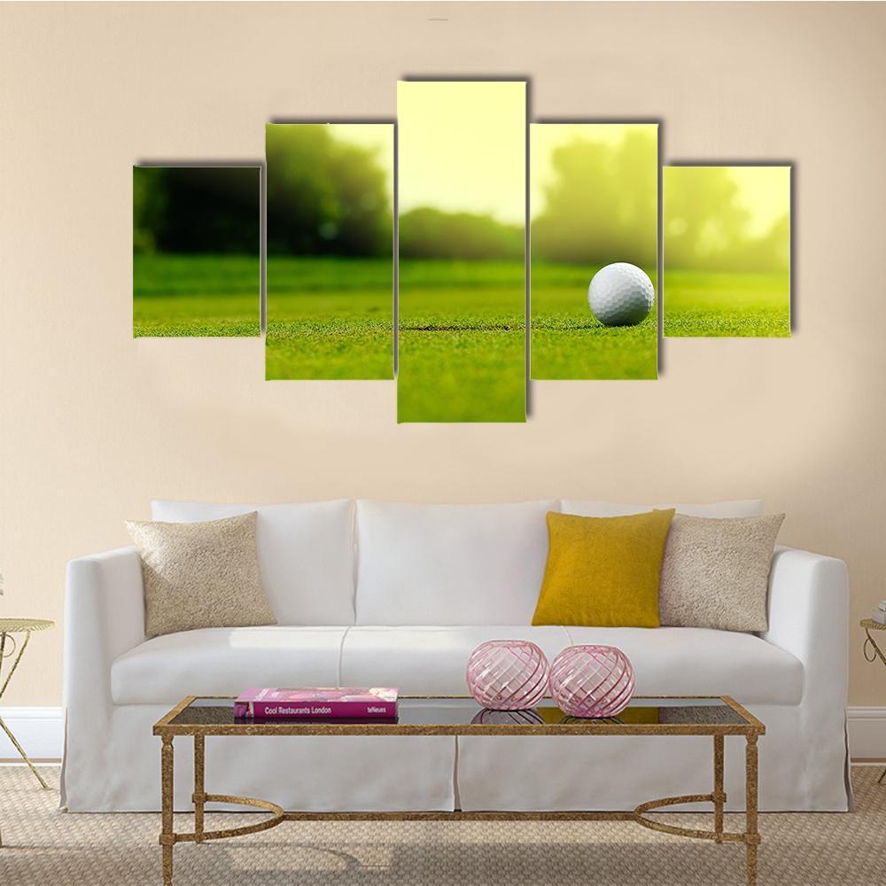 Golf Ball In The Hole Canvas Wall Art-5 Star-Gallery Wrap-62" x 32"-Tiaracle