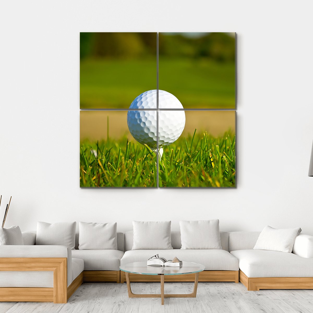 Golf Ball On Beautiful Course Canvas Wall Art-4 Square-Gallery Wrap-17" x 17"-Tiaracle