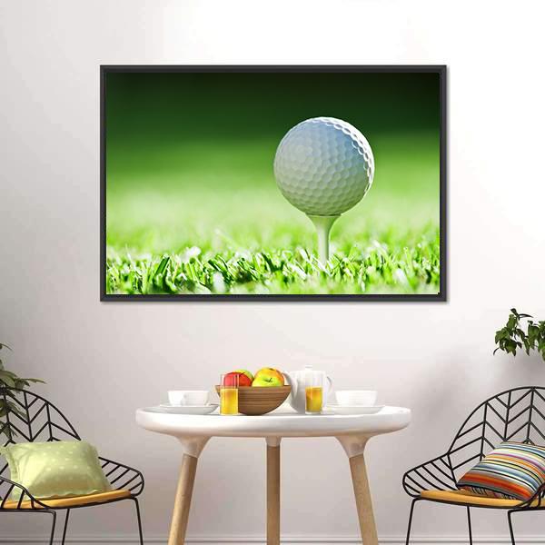Golf Ball On Green Grass Canvas Wall Art-5 Horizontal-Gallery Wrap-22" x 12"-Tiaracle