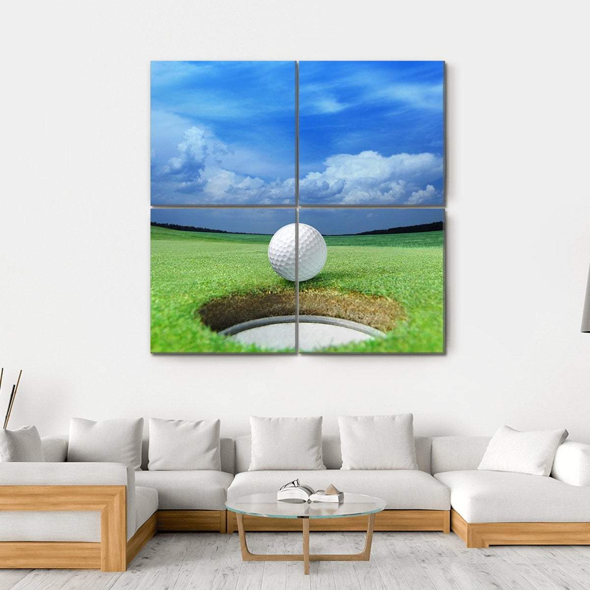 Golf Ball In Course Canvas Wall Art-4 Square-Gallery Wrap-17" x 17"-Tiaracle