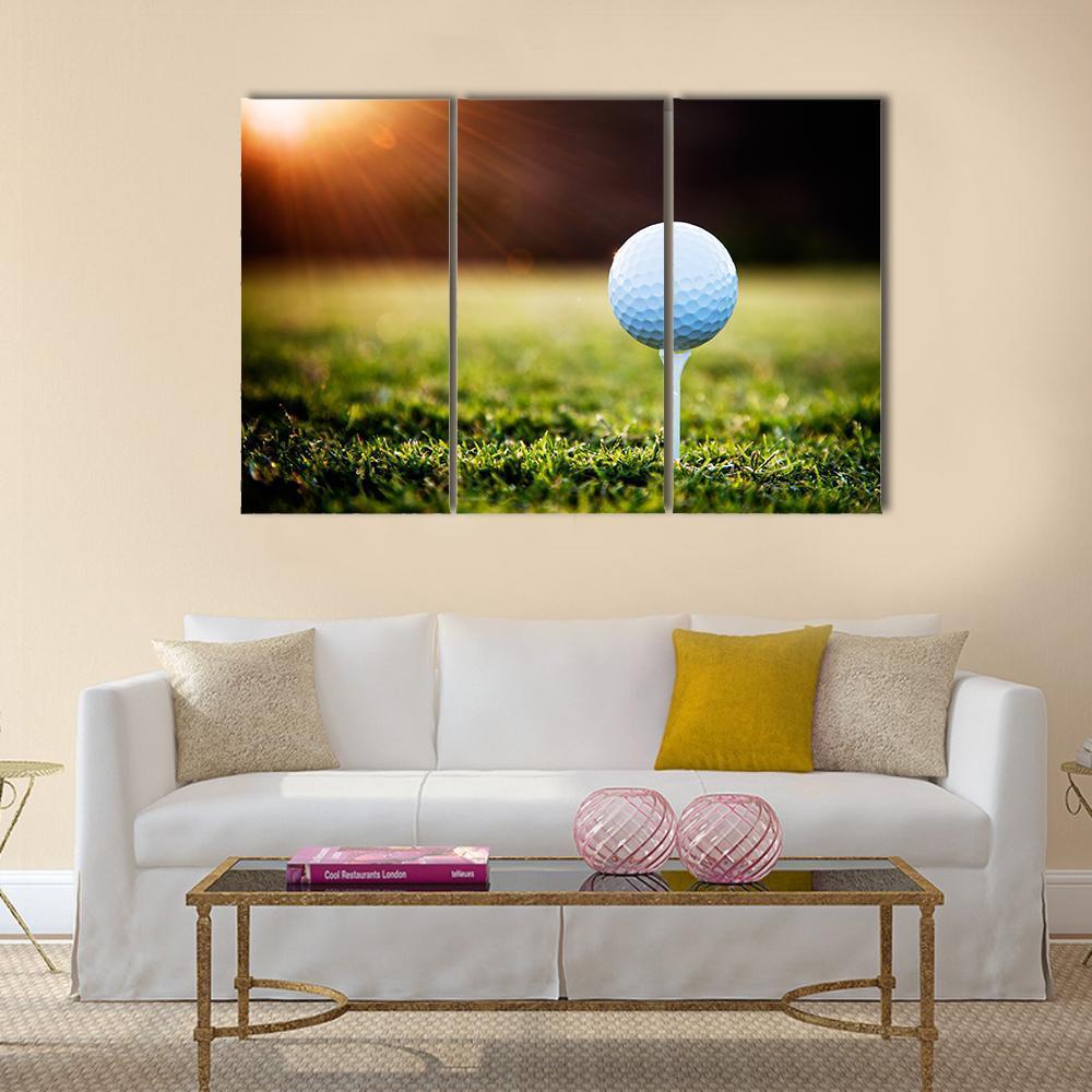 Golf Ball On Tee Canvas Wall Art-3 Horizontal-Gallery Wrap-37" x 24"-Tiaracle