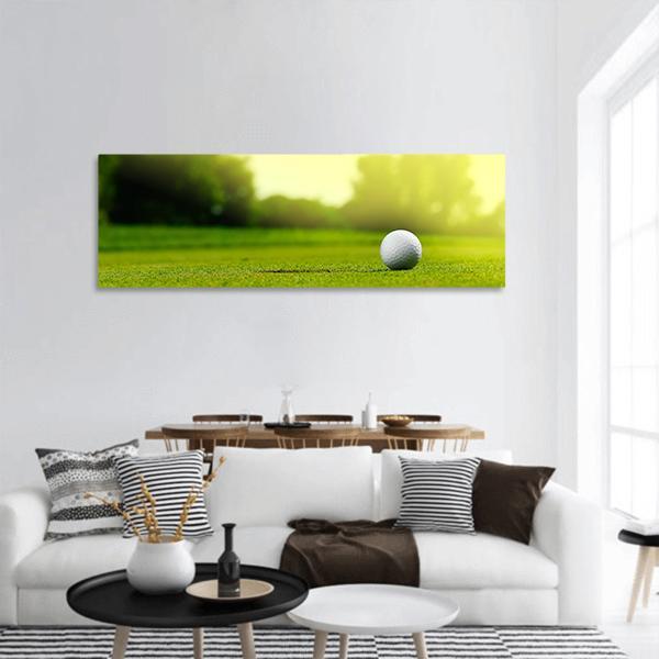 Golf Ball In The Hole Panoramic Canvas Wall Art-1 Piece-36" x 12"-Tiaracle