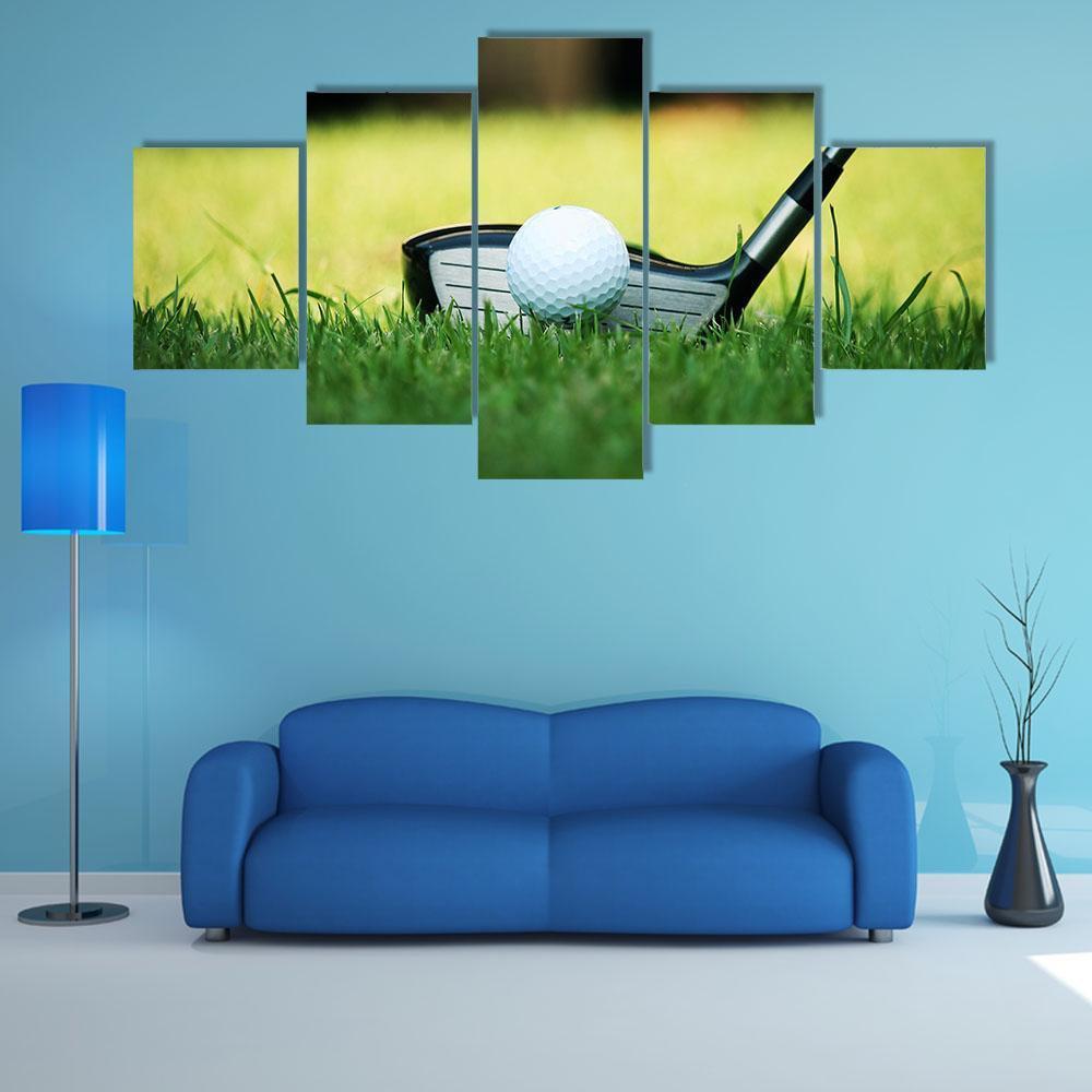 Golf Club & Ball Canvas Wall Art-5 Star-Gallery Wrap-62" x 32"-Tiaracle